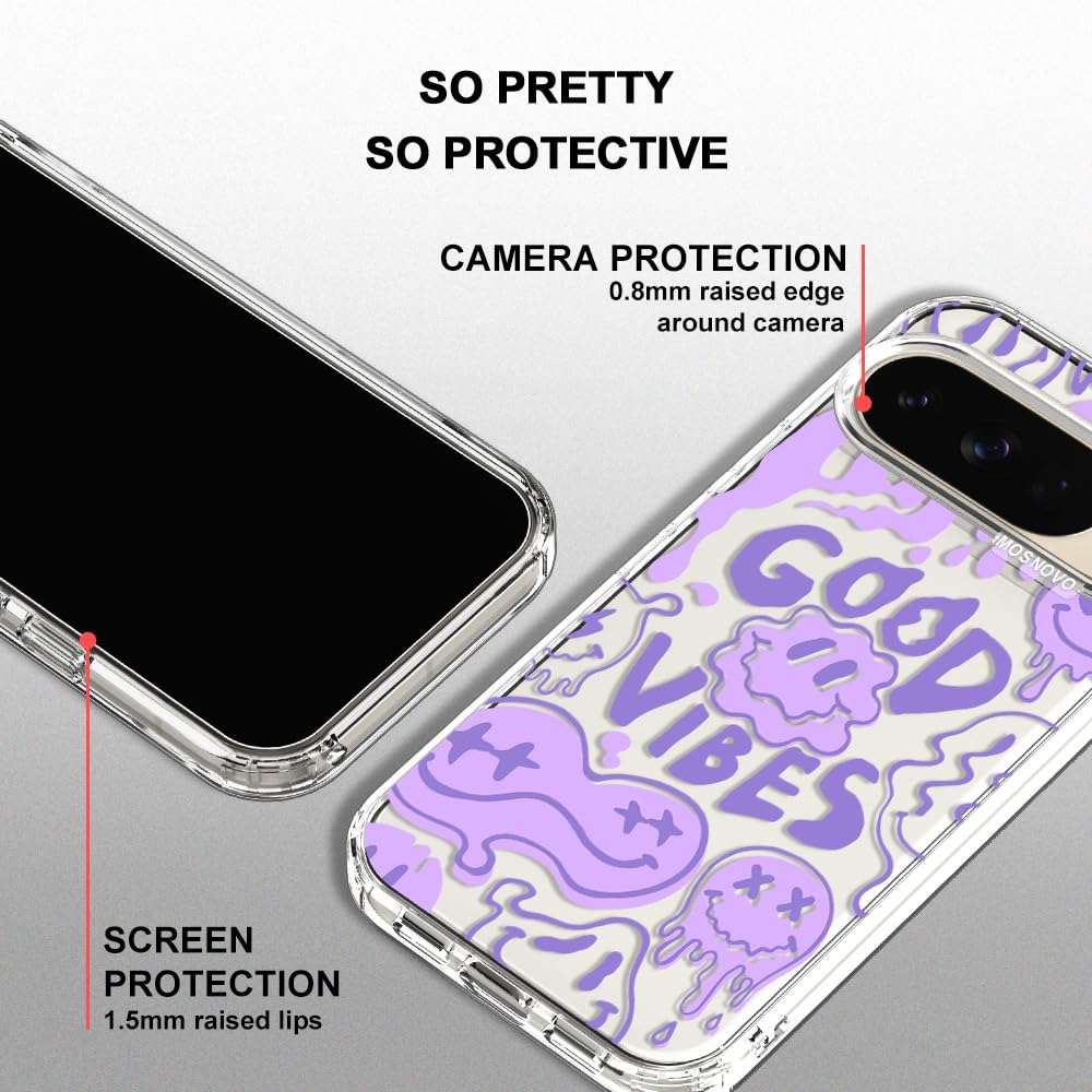 MOSNOVO Case for Google Pixel 10 & Pixel 10 Pro, [Buffertech 6.6ft Military-Grade Drop Protection] [Anti Peel Off Tech] Clear TPU Bumper Phone Case Cover Design - Cute Cherry — view 380