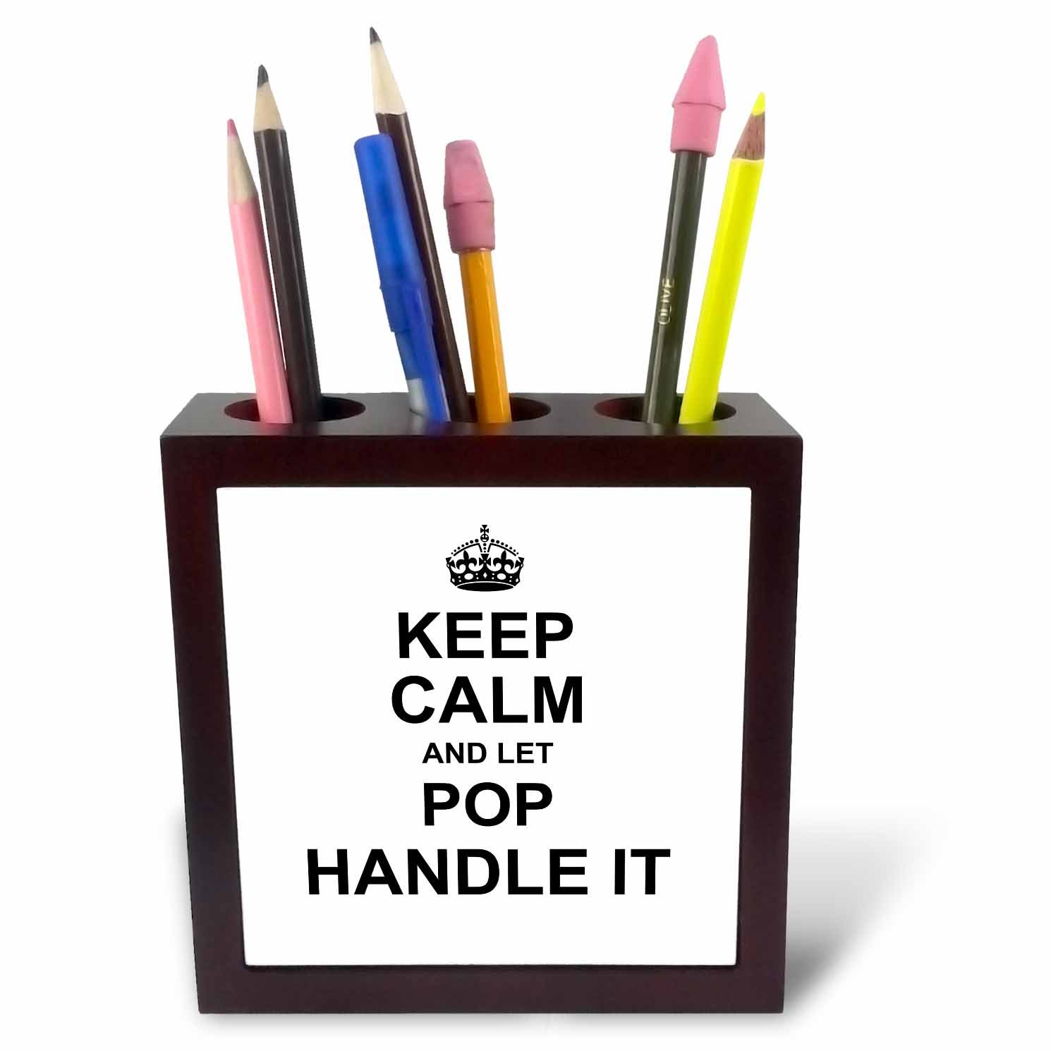 3dRose ph_233074_1 5-Inch "Keep Calm and Let Pop Handle It" Tile Pen Holder
