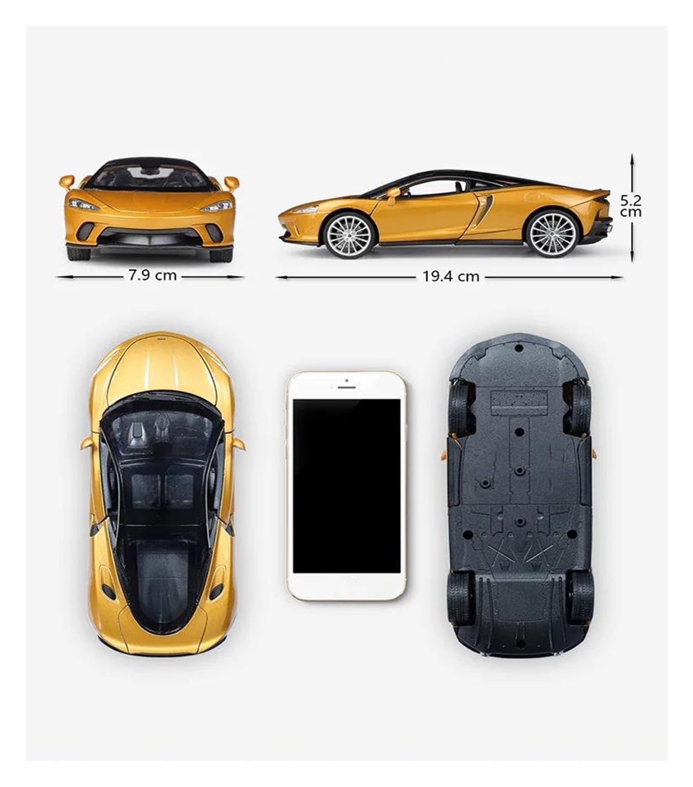 Modellino Pressofuso Auto in Scala 1:24 per GT Modellini di Auto in Metallo Pressofuso(Oro)