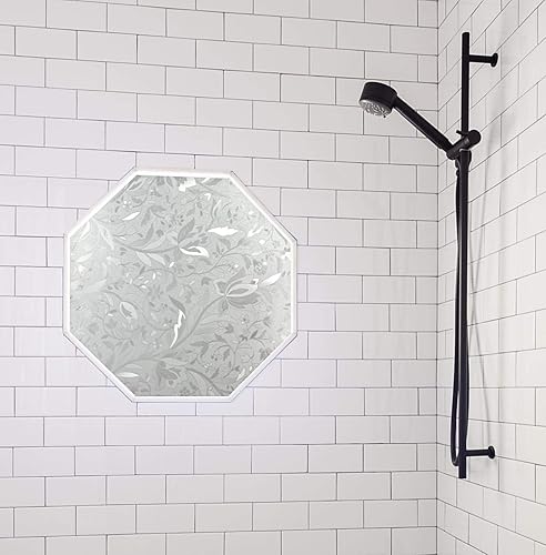 Autotech Park Película de ventana octágono personalizada precortada, diseño floral serie 5, hasta 34 pulgadas de ancho