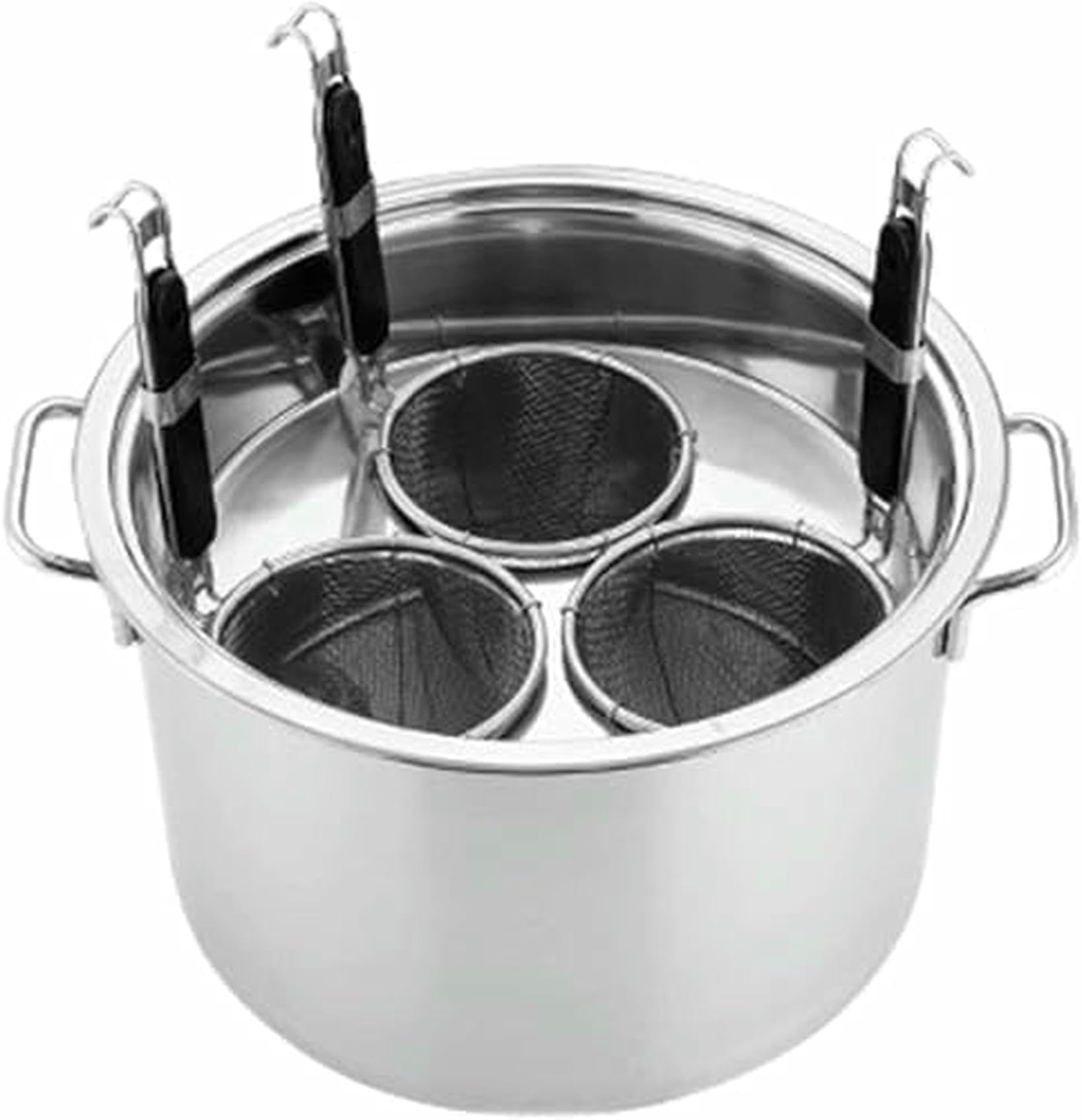Pentola per zuppa Multifunzionale con colino, utensile per Cucinare la Pasta con cestelli per colino, pentole per Pasta 3/4/5 Fori in Acciaio Inox, pentola per cuocere la Pasta con cestello~/