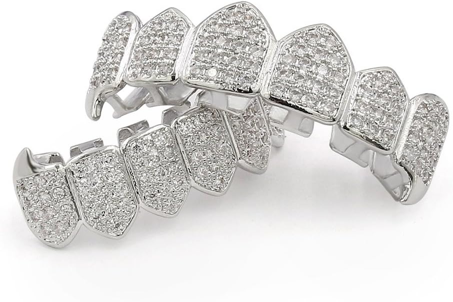 Grillz Dientes de Vampiro - Dorado 18K con Colmillos CZ para Cosplay miniatura 4