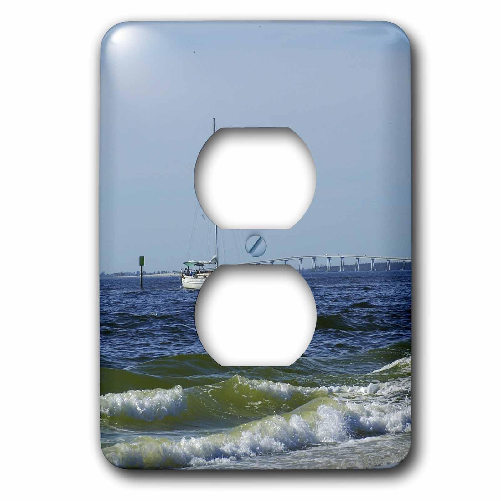 Plaque décorative 2 prises design voilier et vagues de Floride - 3