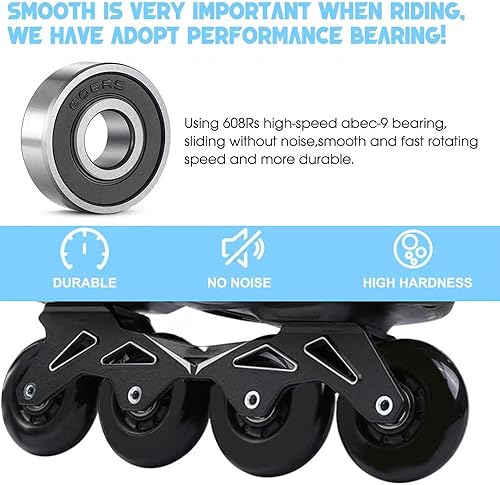 Miniatura 6 de 8 Pack Inline Skate Wheels 64mm 70mm 72mm 76mm 80mm Inline Replacement Wheels with ABEC9 Bearing for Roller blade Derby K2 Inline Skate- 85A Indoor