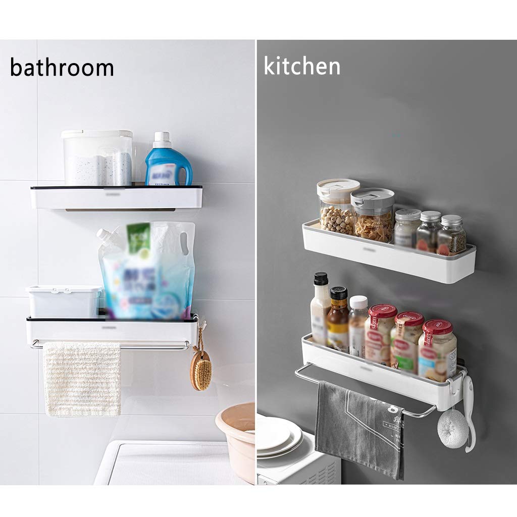 Estante De Baño Estante De Baño, Estante De Especias De Cocina De Pared, Sin Perforaciones, Práctico Y Conveniente, para Ducha Y Sala De Estar, 2 Estilos(Gris)