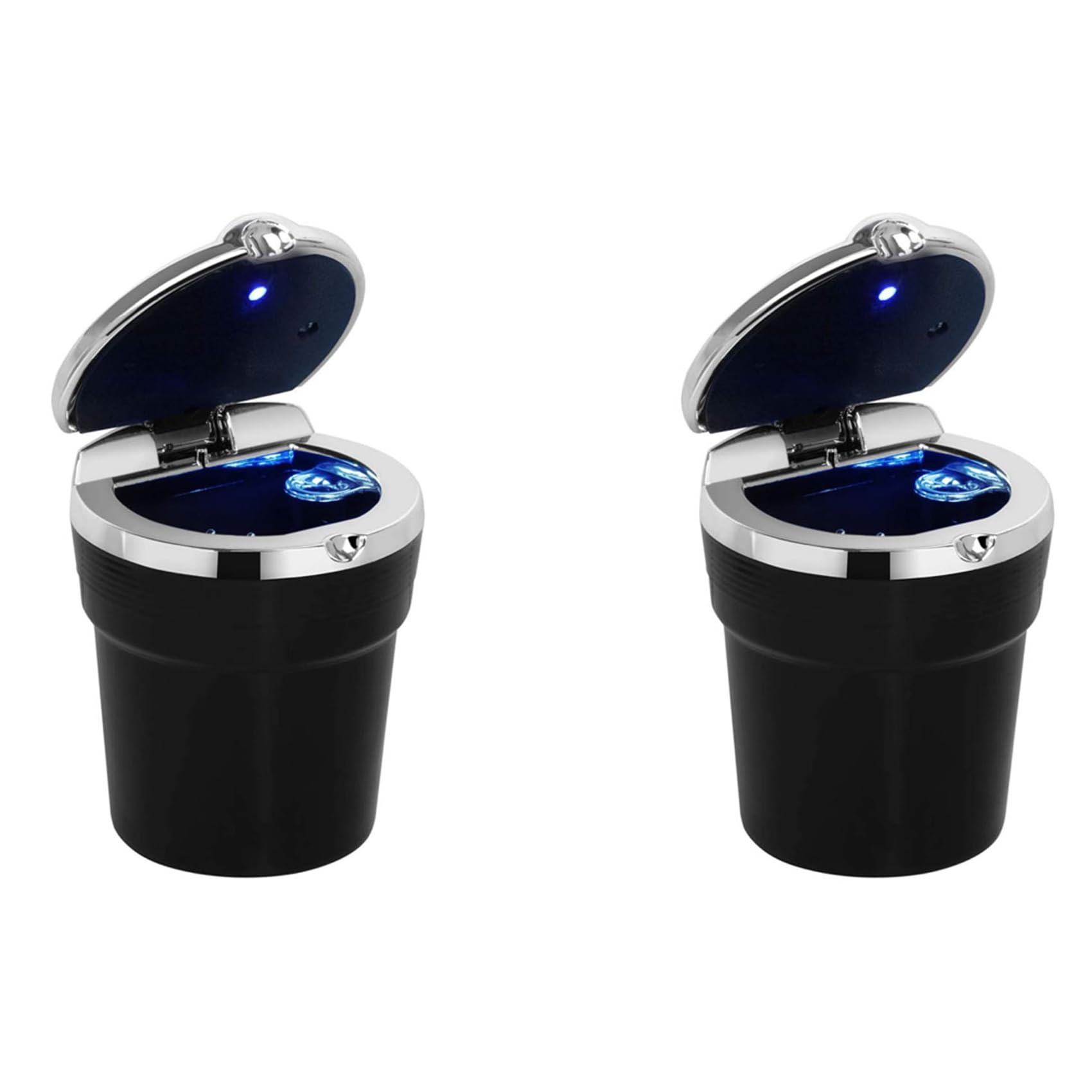 Hndhbfgrt 2X Car Ashtray with Lid - Portable Travel Car Ashtray Self-Extinguishing - Made of Fire Plastic, Black