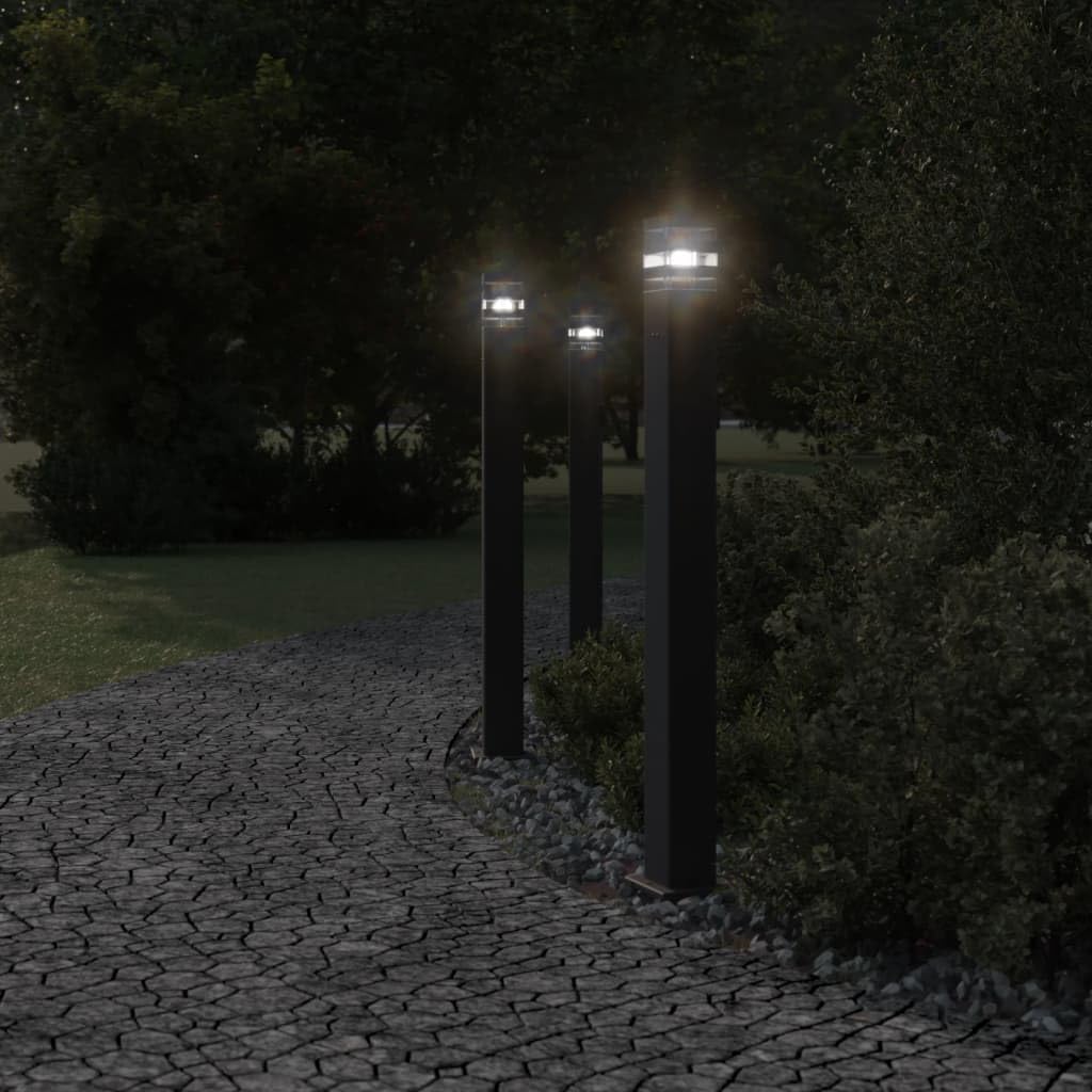 Zewnętrzna lampa podłogowa z wtyczką, czarne aluminium 110 cm