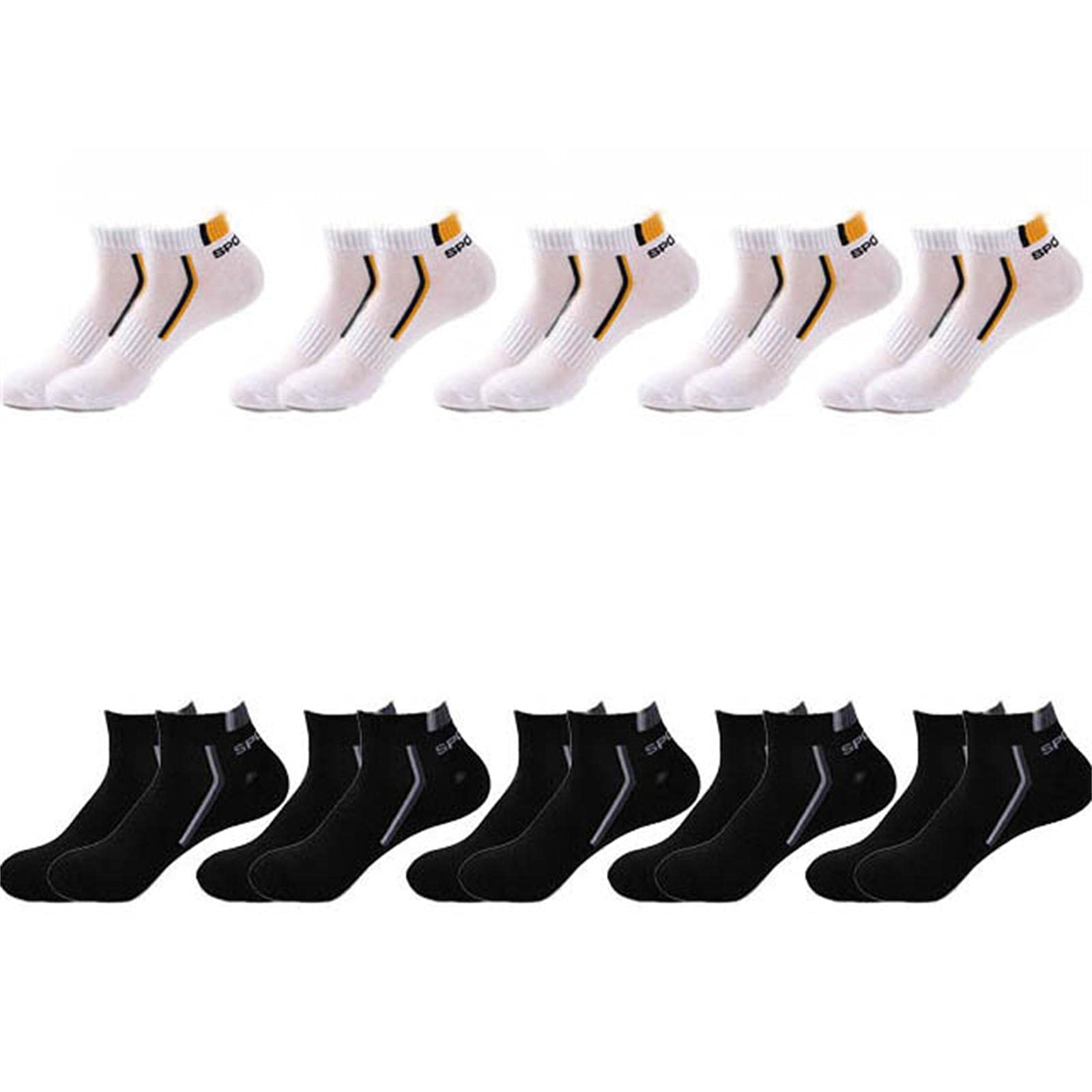 UKKO Calcetines de Hombre 10 Parines Hombres Calcetines De Los Hombres Calcetines De Algodón Transpirables Verano Corte Delgado Tamaño Corto 38-48-5Yellowwhite 5 Black,Plus Szie43-48