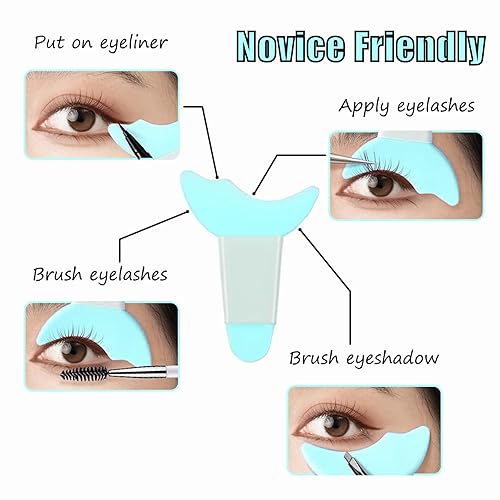 Miniatura 4 de TOGZOM Plantillas delineadoras de ojos de silicona, herramienta reutilizable para máscara de pestañas, protector de protección de ojos, aplicador de