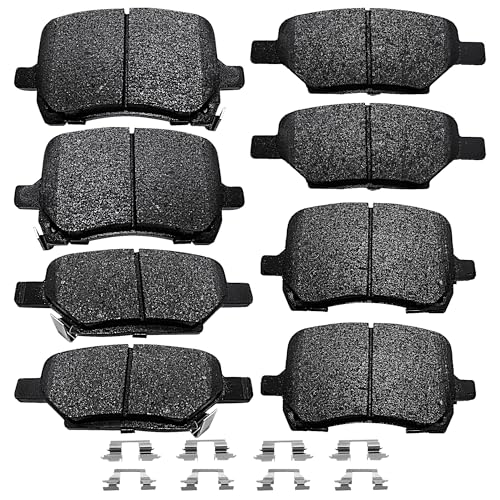 Image of Brake Pads Front and Rear Compatible with Chevy Cobalt SS Hhr Malibu, Pontiac G5 G6, Saturn Aura Ion Red line Brake Pads Semi-Metallic D1028 D1033