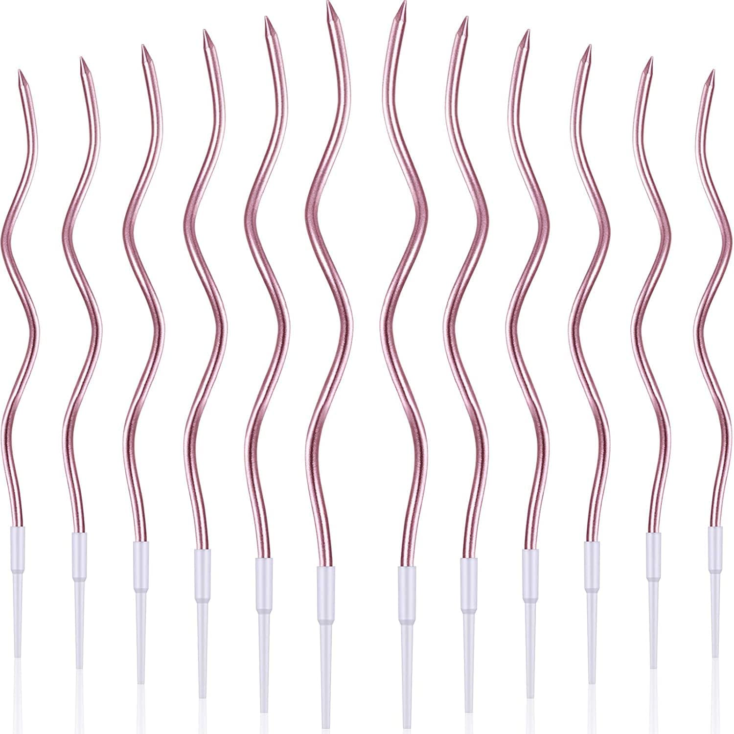DD Retails 6Pcs Twisty Birthday Candles Set || Metallic Curly Coil Candles Holders || Spiral Candles for Birthday, Baby Shower, Wedding Party & Cake Decoration (Rose Gold) 4