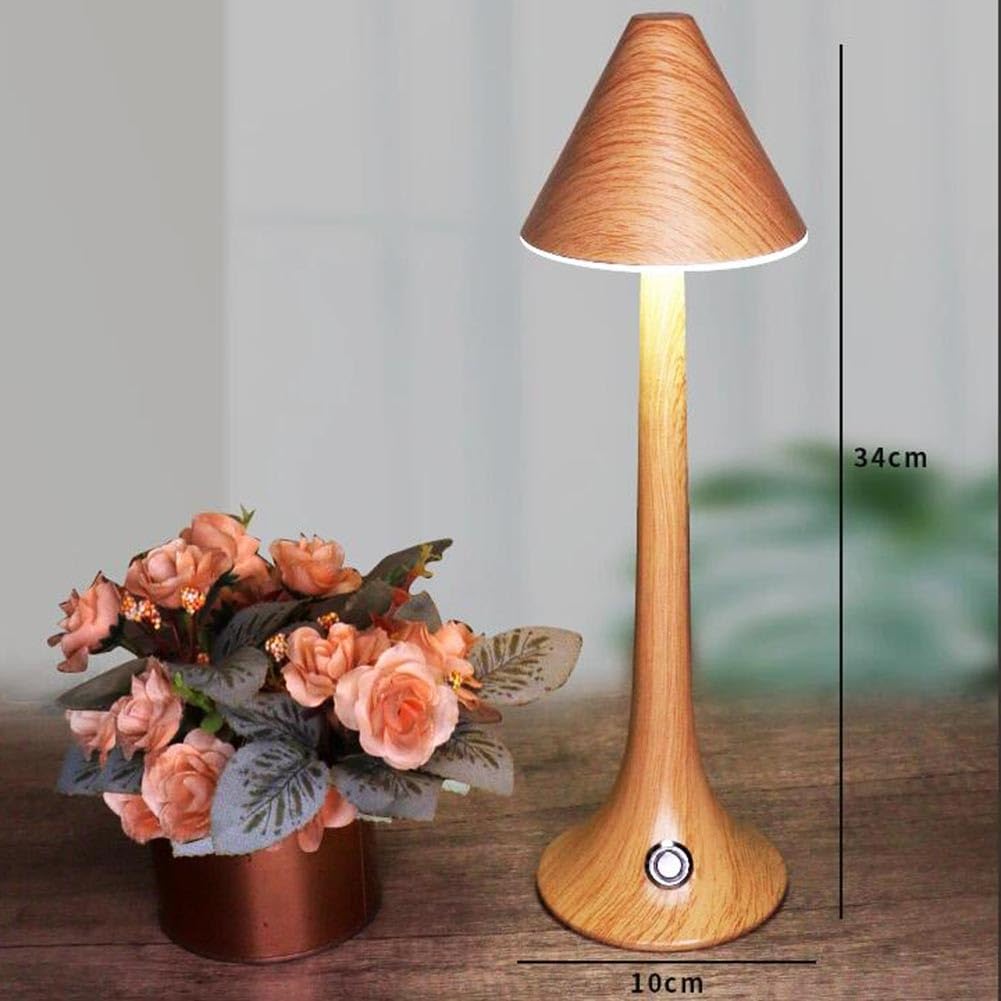Lampa Stołowa LED w Kolorze Drewna Akumulatorowa Lampka Stołowa Z Przełącznikiem Dotykowym Ściemnialna Nowoczesna Aluminiowa Łazienkowa Lampka Nocna Wewnętrzna i Zewnętrzna,Natural