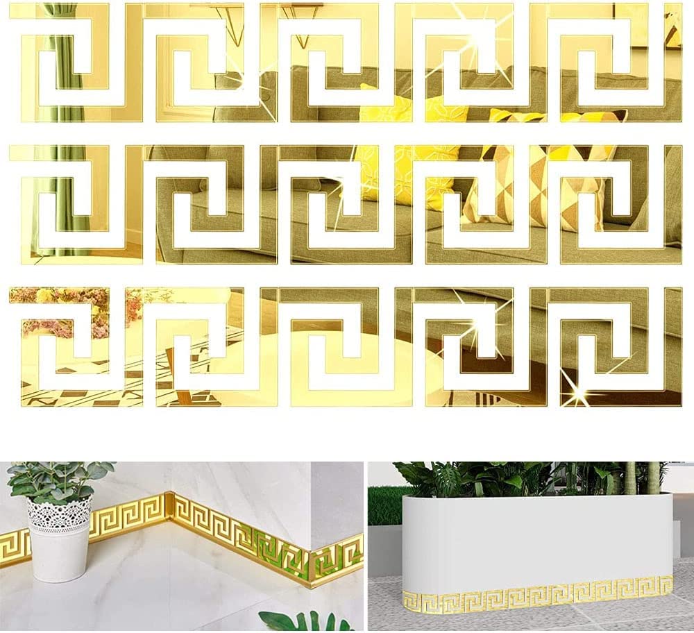 Meraki Mart Geometric Decor Non Glass Border Wall Stickers 3D Acrylic Mirror DIY Tiles Wall Decor Art for Home, Bedroom, Office, Garden and Washroom (10 Pcs) (Gold) (B0BJ2QCSRG) Amazon Price History, Amazon Price Tracker