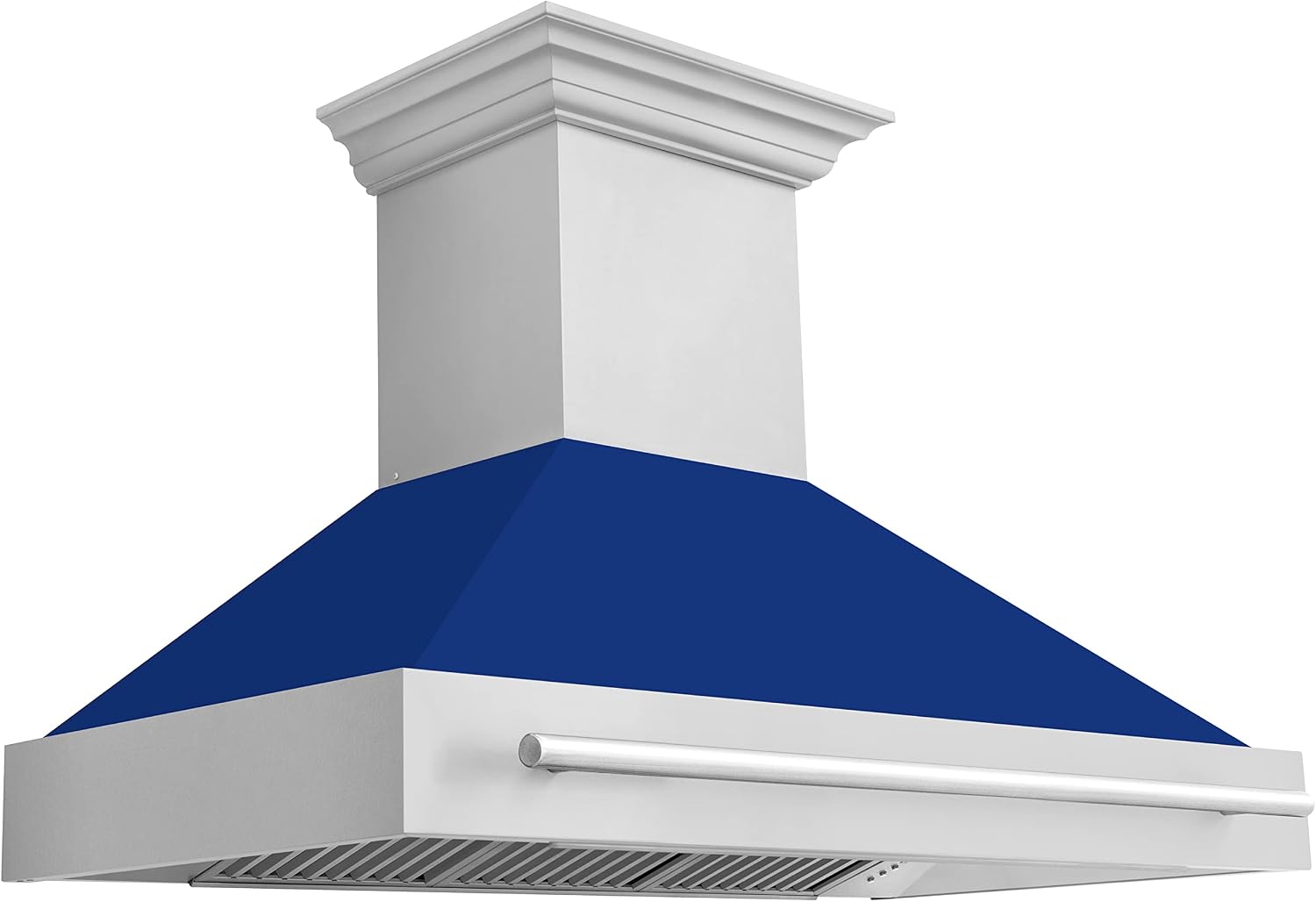 ZLINE 48 Inches Stainless Steel Range Hood in Blue Gloss Shell with Stainless Steel Handle