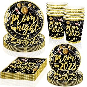 Nuwontun 80Pcs Prom 2023 Party Supplies Graduation Party Favors Includes Cups Plates Napkins for Prom Party Tableware Decor
