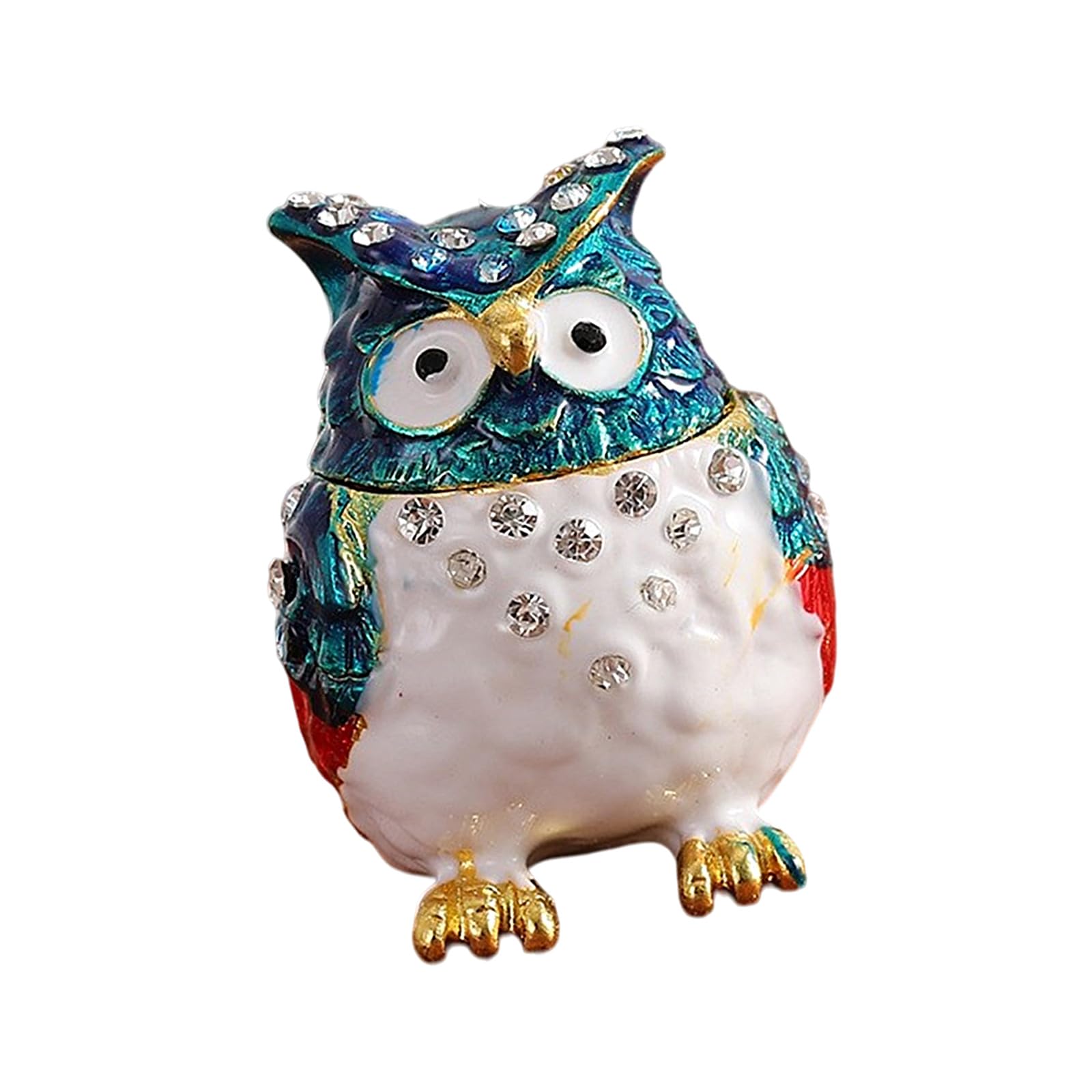 Sbshiouu Blue And White Owl Decoration Alloy Jewelry Organizers Multiple Compartment Decorative Box For Rings Displays Decorative Owl Jewelry Holder