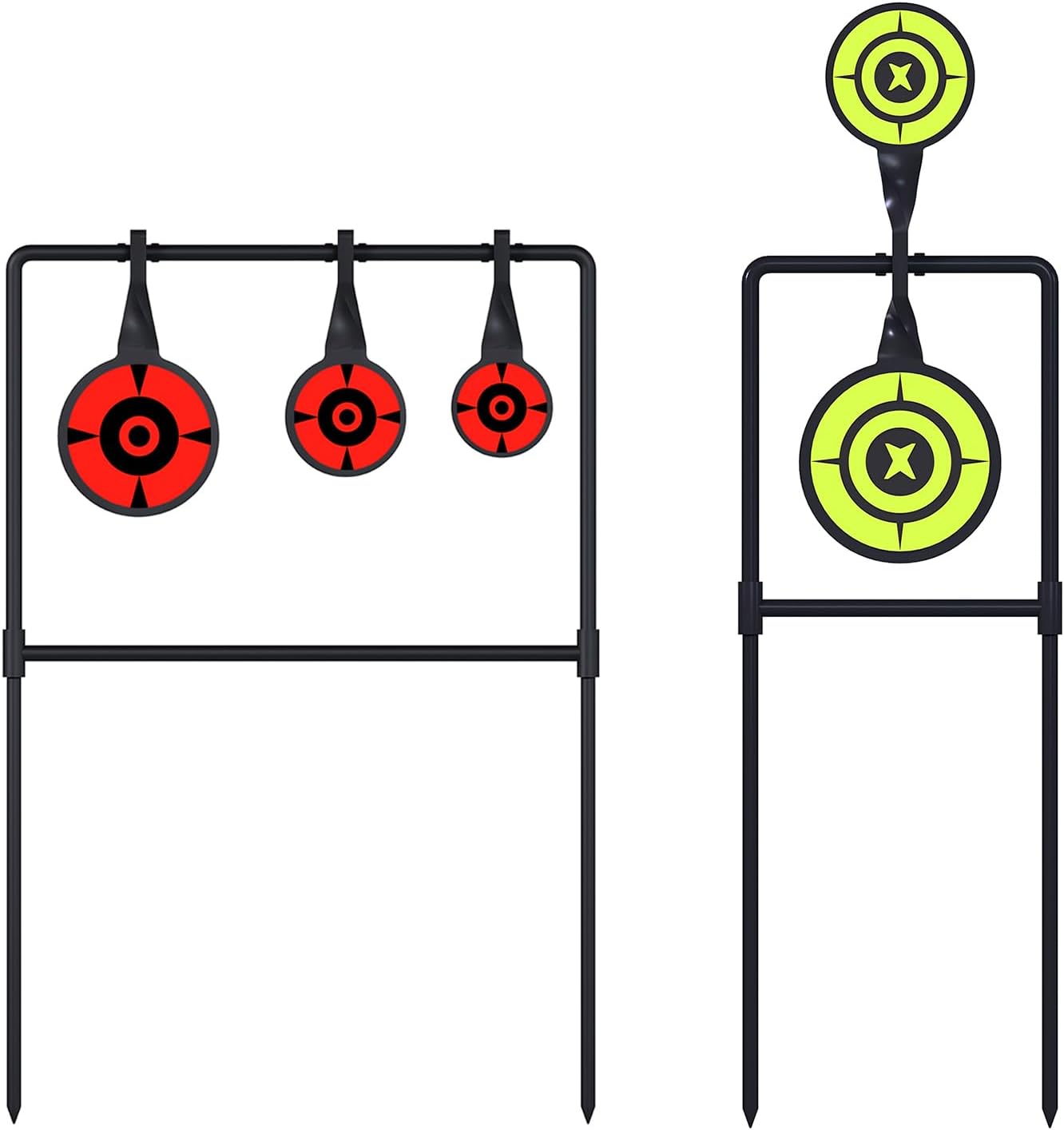 3/8'' Thick Metal High Caliber Spinner Target and Double Spinner Shooting Targets, Heavy Metal Spinner Auto Reset Steel Target for Centerfire Handguns Up to .44 Magnum