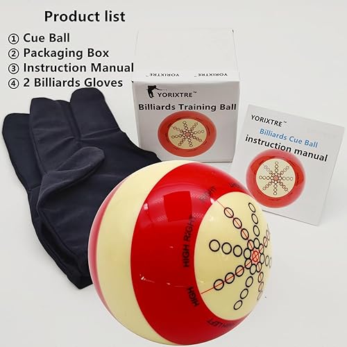Miniatura 4 de Bola de billar con guante y guía de billar  Pelotas de piscina de entrenamiento de 2-14 pulgadas y accesorios para práctica, juego de billar