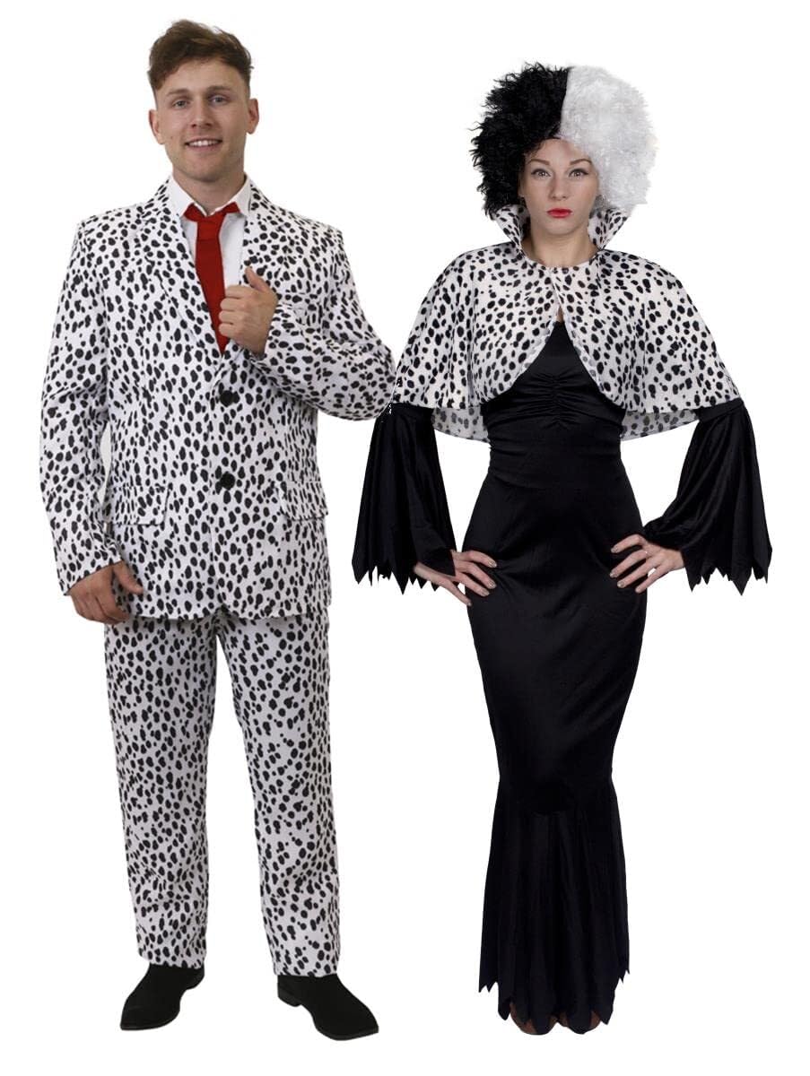 Disfraz de Halloween dálmata para parejas, disfraz de personaje de película de televisión para él y ella