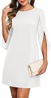 Women's 2025 Flutter Sleeve Cocktail Dress Crew Neck Chiffon Formal Wedding Guest Party Dresses