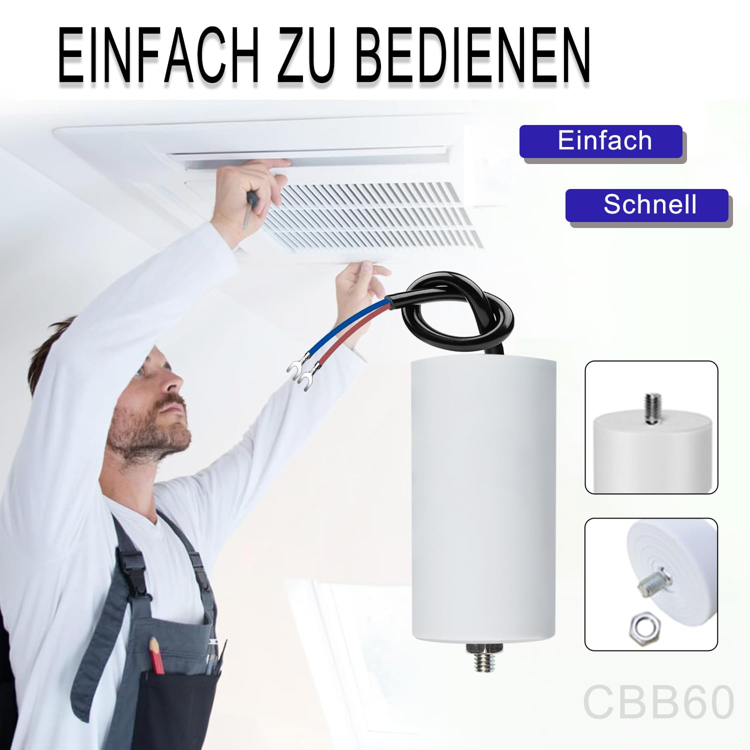 ANGEEK CBB60 450V 35µF 50/60Hz Condensador de arranque para motor 50x106mm