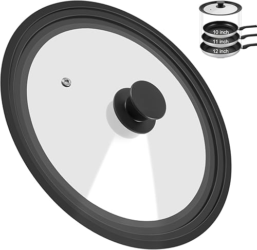 Miniatura 8 de Tapa universal para ollas y sartenes, cubierta de sartén para utensilios de cocina de 9, 9.5 y 10 pulgadas de diámetro, tapa de silicona de repuesto