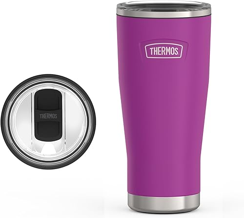 Miniatura 21 de THERMOS ICON SERIES Vaso térmico de acero inoxidable con cierre deslizante, 24 onzas, Granite Granite,Carmesí,Glacier,Mate acero inoxidable (Matte