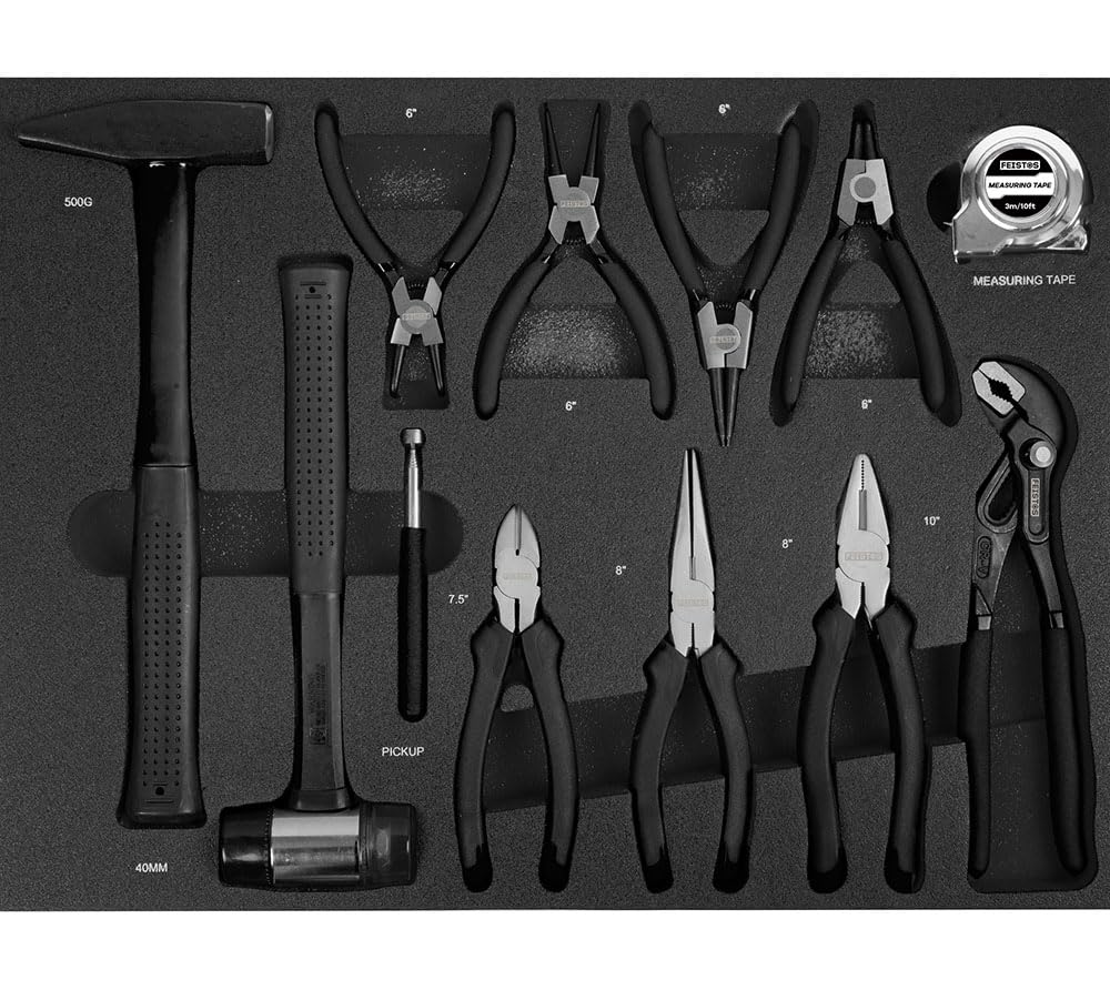 Werkzeugwagen Mento 3 | Werkstattwagen bestückt mit 158 Teilen | Schwarz | 73x48x97 cm | Modular & abschließbar