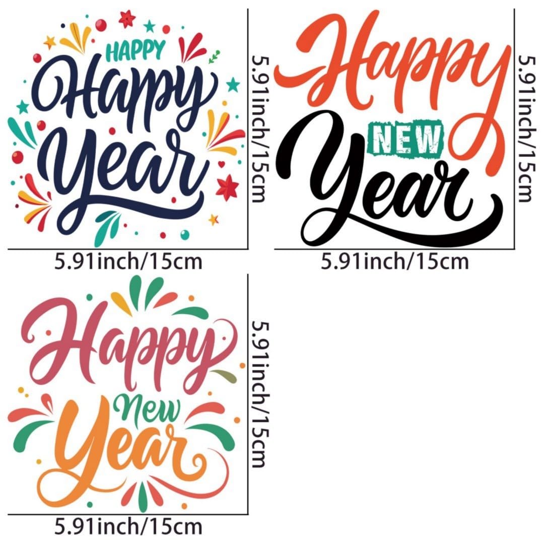 Happy New Year 2025 Iron Transfer Patch Heat Transfer Sticker Vinyl Design Iron Applique T-Shirt Clothing DIY Craft Applique Clothing Decoration