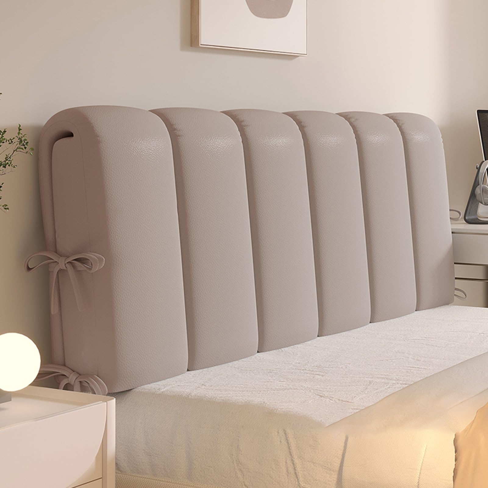 Poduszka na zagłówek, poduszka podtrzymująca oparcie, do siedzenia i czytania, do pracy, poduszka ze zdejmowaną poszewką (latte, 90 x 50 x 10 cm)