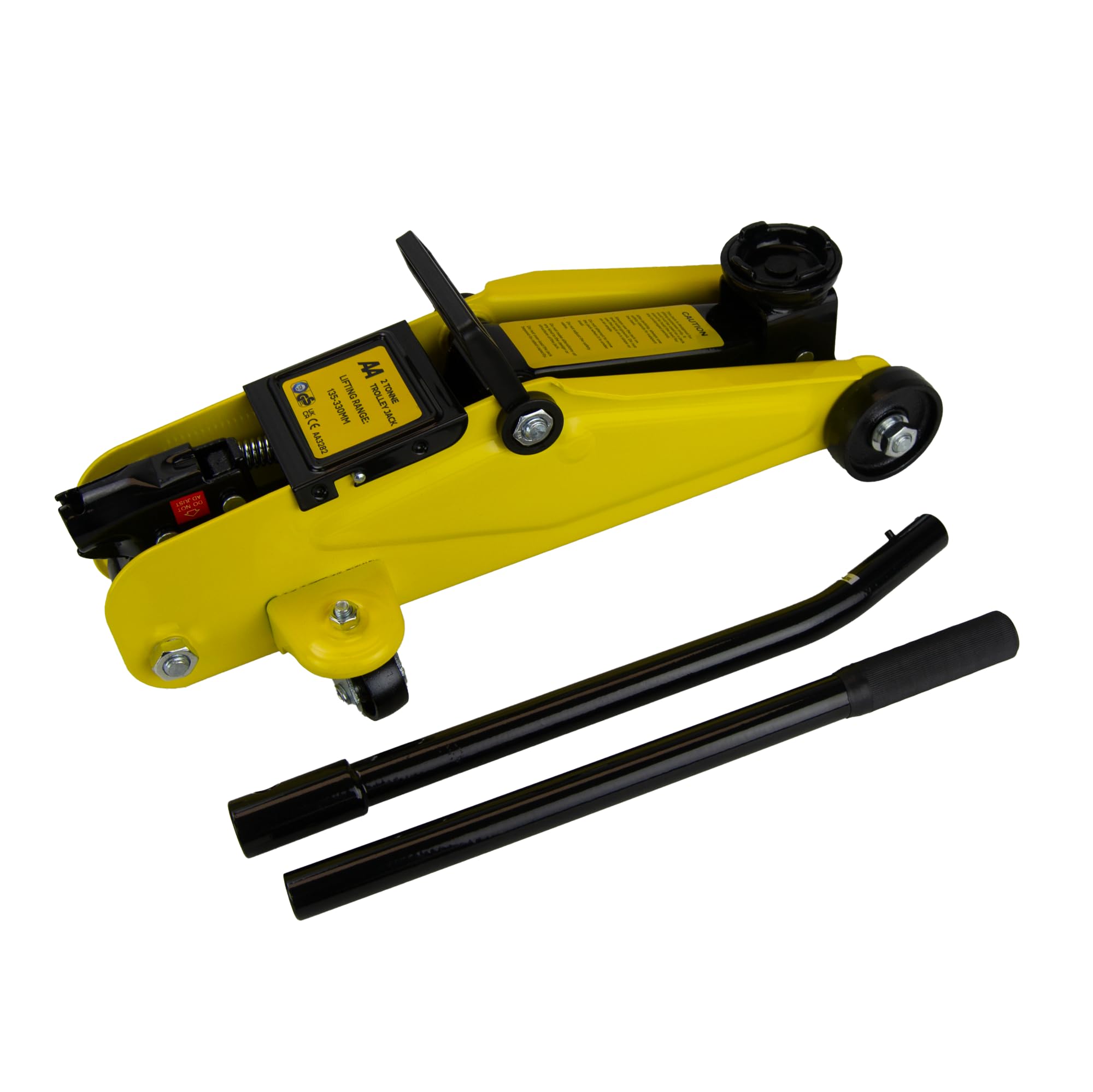 AA 2 TONNE TROLLEY JACK AA3282 Lifting Range - For Cars/Vehicles - TUV/GS Approved - Includes Case/Instructions,black yellow,-135mm to 330mm