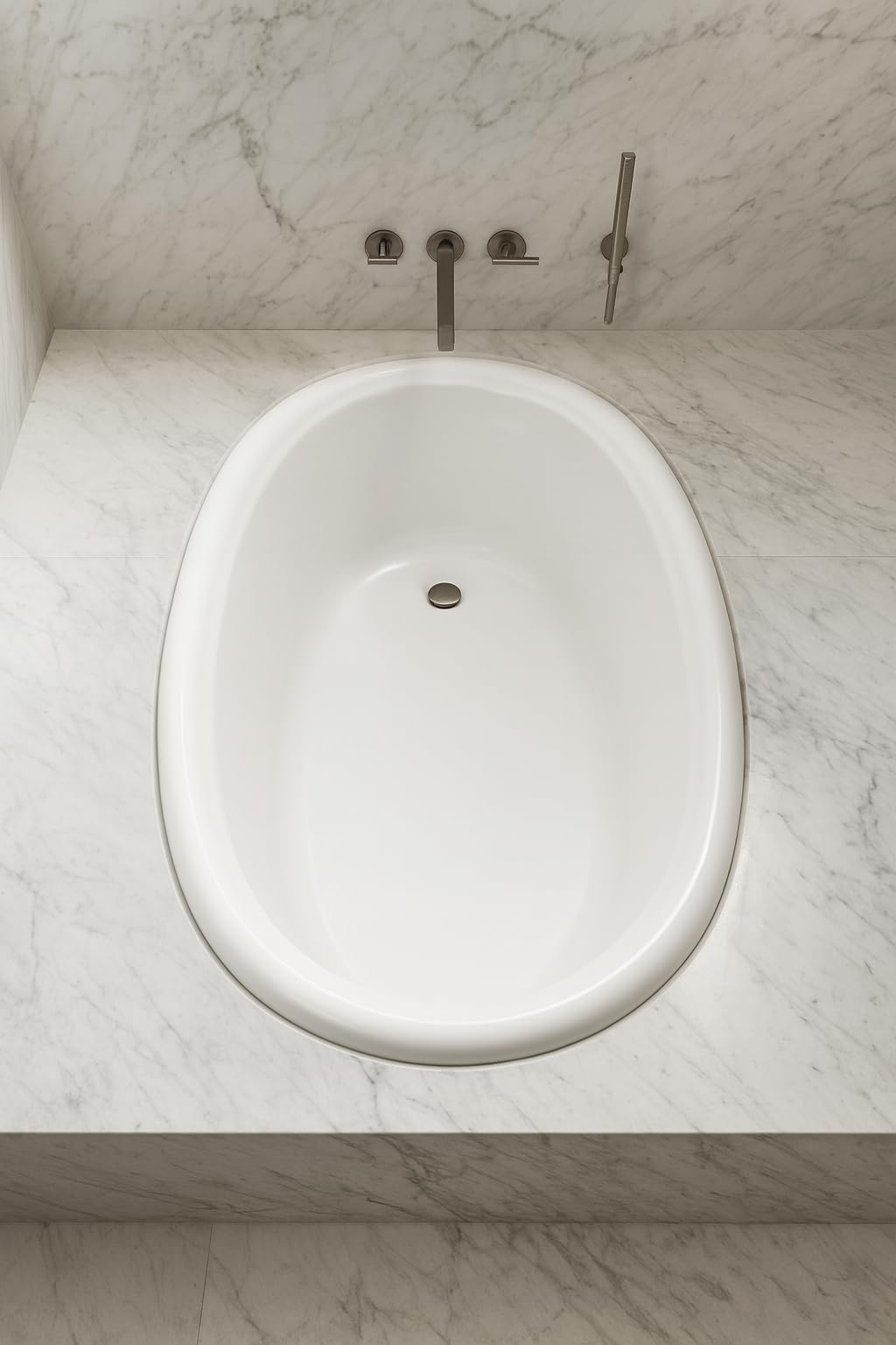 Carver Tubs - DJO5839 - Modern White Fiberglass Soaking Bathtub for Bathrooms, White Acrylic Classic Oval w/End Drain Bath Tub For Bath Room - Deep Relaxing Soak - 58"L x 39"W x 18.5"H