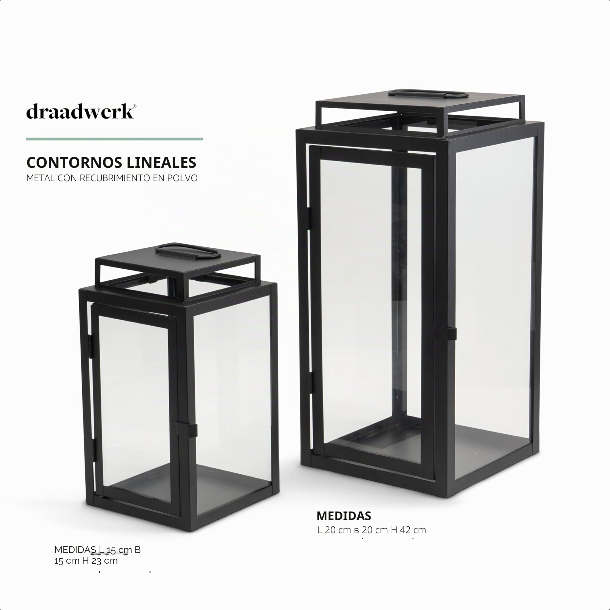 draadwerk Juego de farolillos grandes, decoración para interior y exterior (negro)