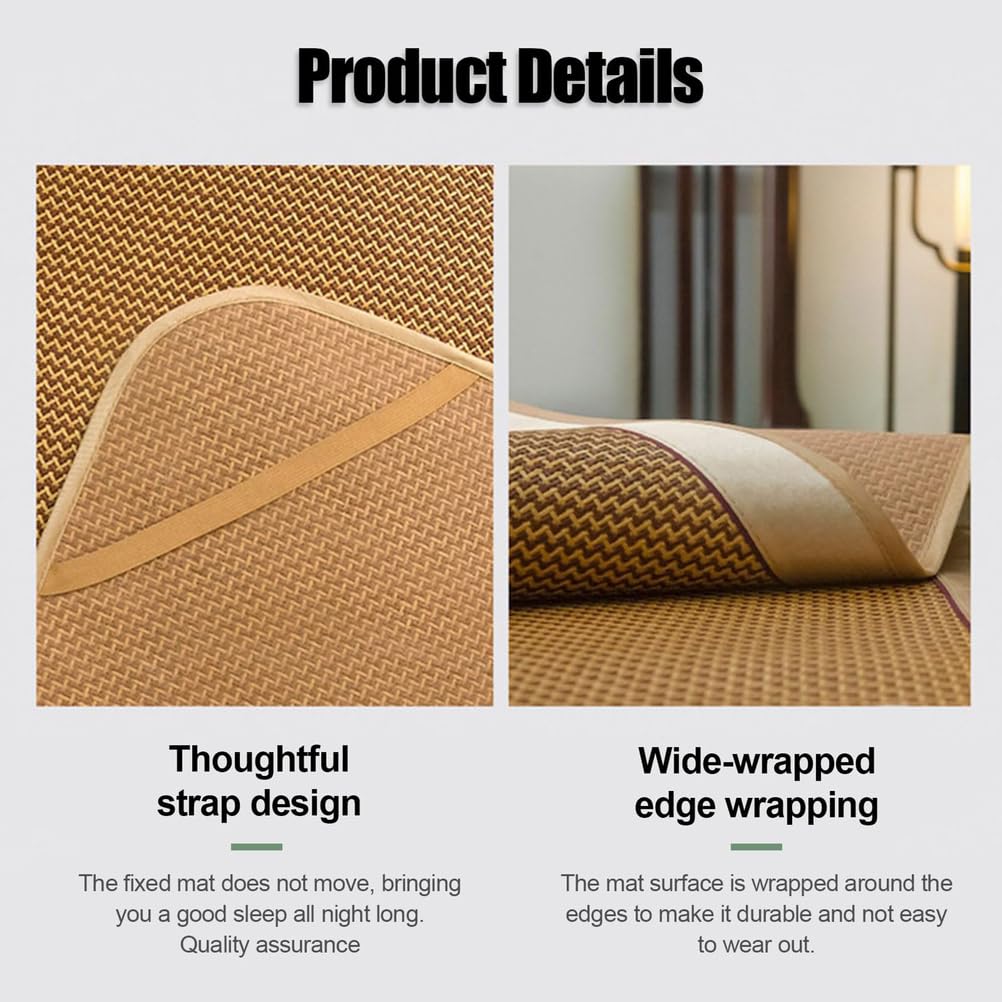 AVSMGP Stuoia Estivo in Rattan Ghiacciato, Materasso Rinfrescante per Letto - Proteggi-Materasso Pieghevole E Traspirante - per Letto Singolo, Matrimoniale, Queen-Size,C,180cmx200cm