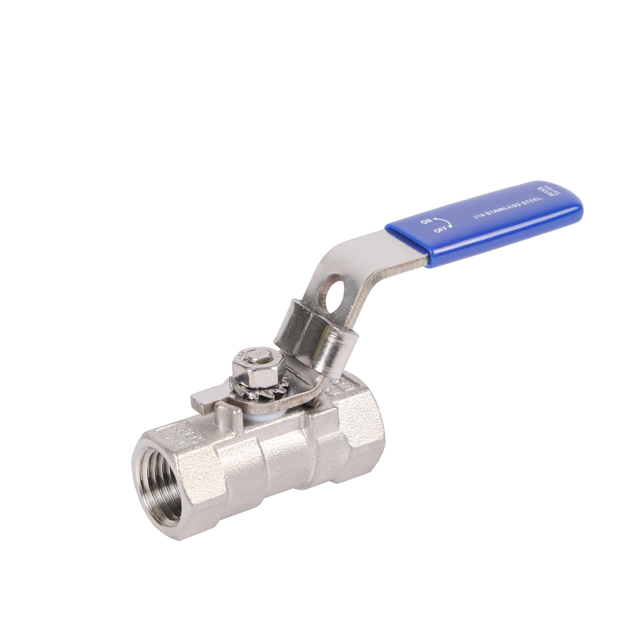 Vanne boisseau sphérique 6.35mm inox 316 poignée bleue bloquante Midline Valve