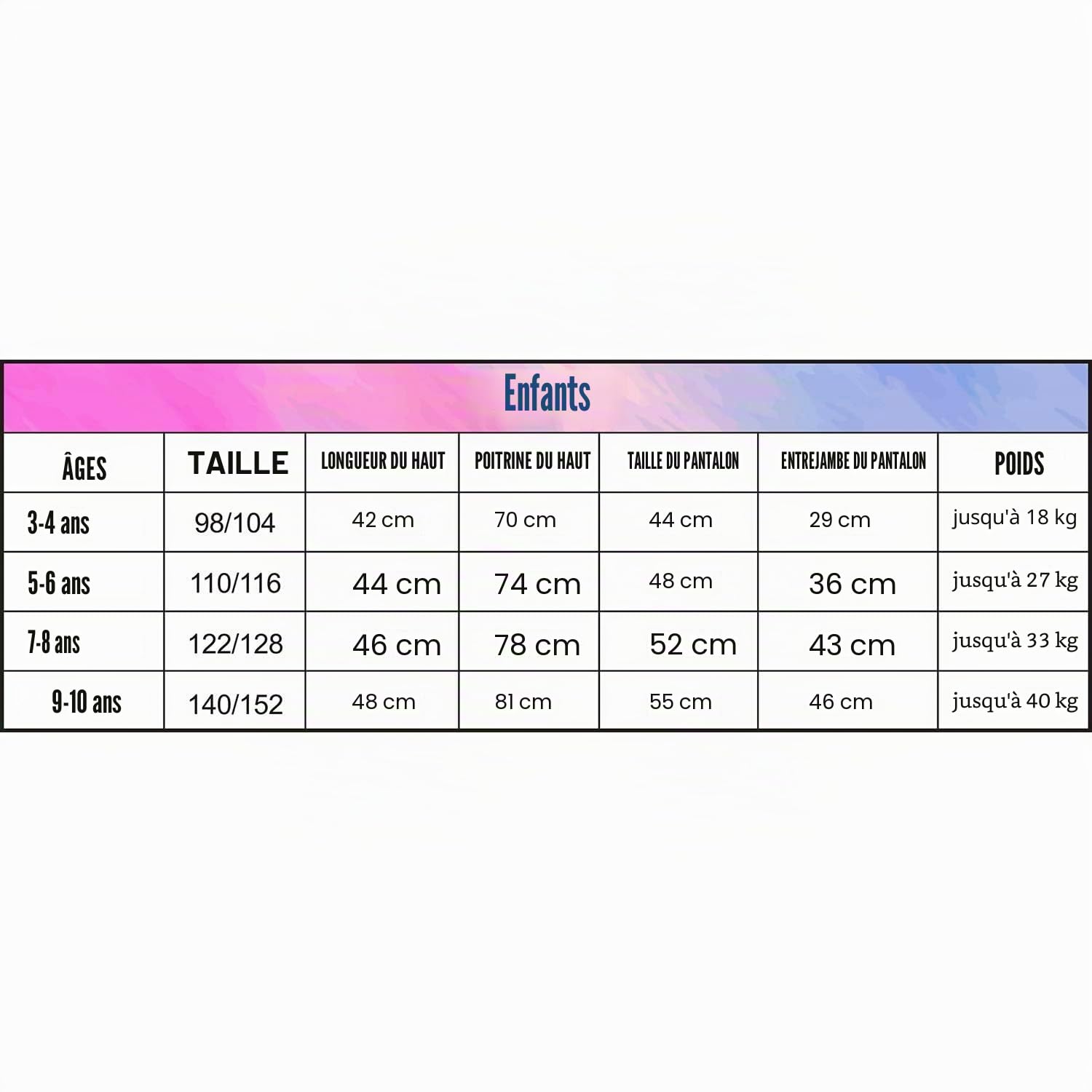Ensemble de déguisement de pirate 8 pièces pour enfant Taille 3-4, 5-6, 7-8 et 8-10 ans