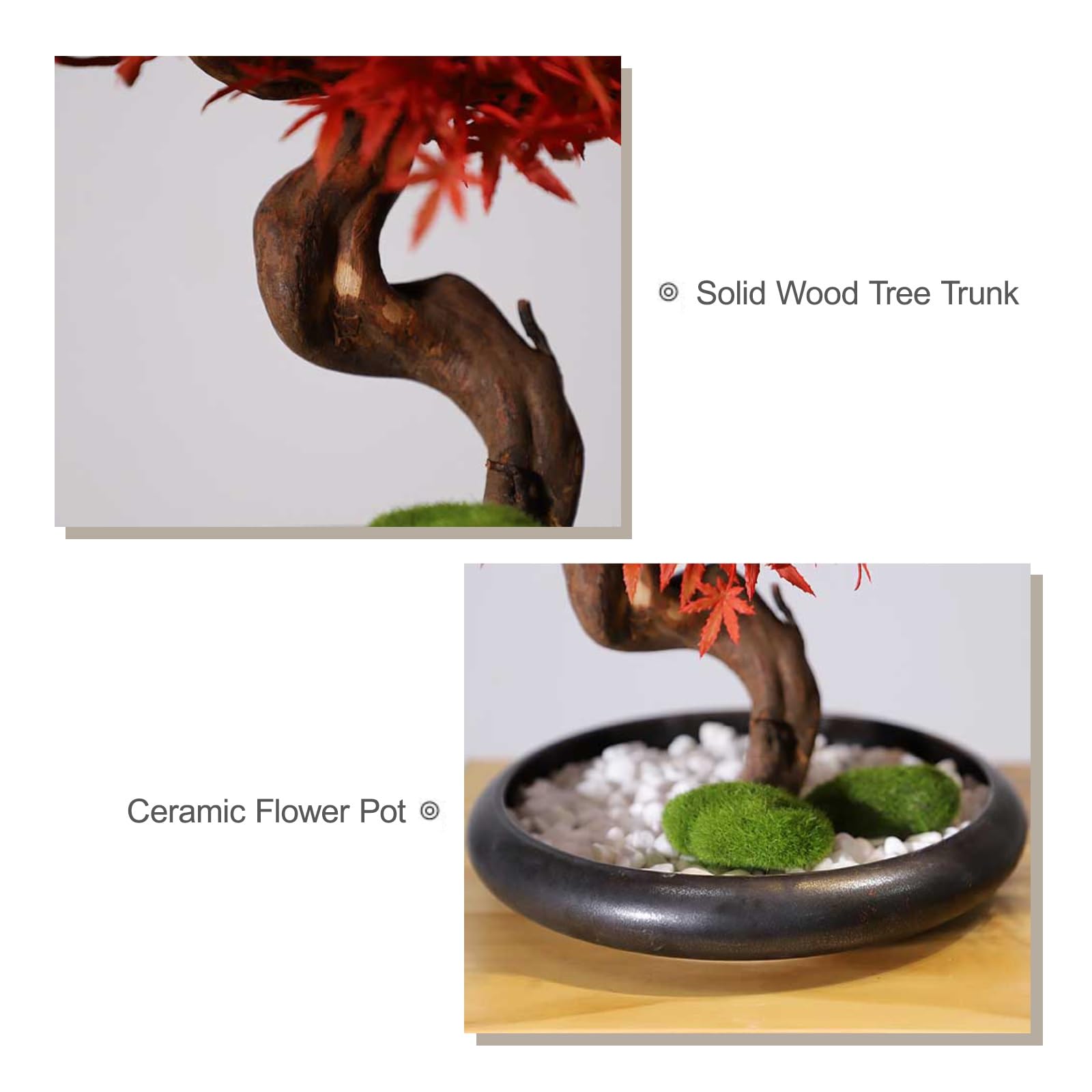 Ahorn Ahornbaum Kunstpflanze Künstliche Pflanze Künstlicher Bonsai-Baum, für Indoor/Outdoor Home Office Schreibtisch Dekoration(Red-R)