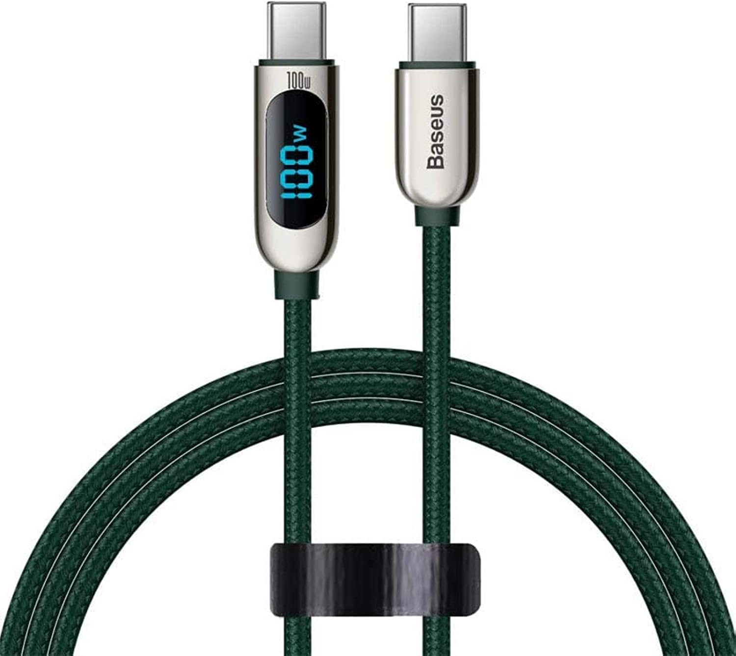 Baseus USB C 100W Cable LED Display USB Type C Cable For Xiaomi 10 Huawei Samsung 5A Fast Charging Charger USBC USB-C Data Cable Type-C Wire Cord (2M, C to C 100W, Green)