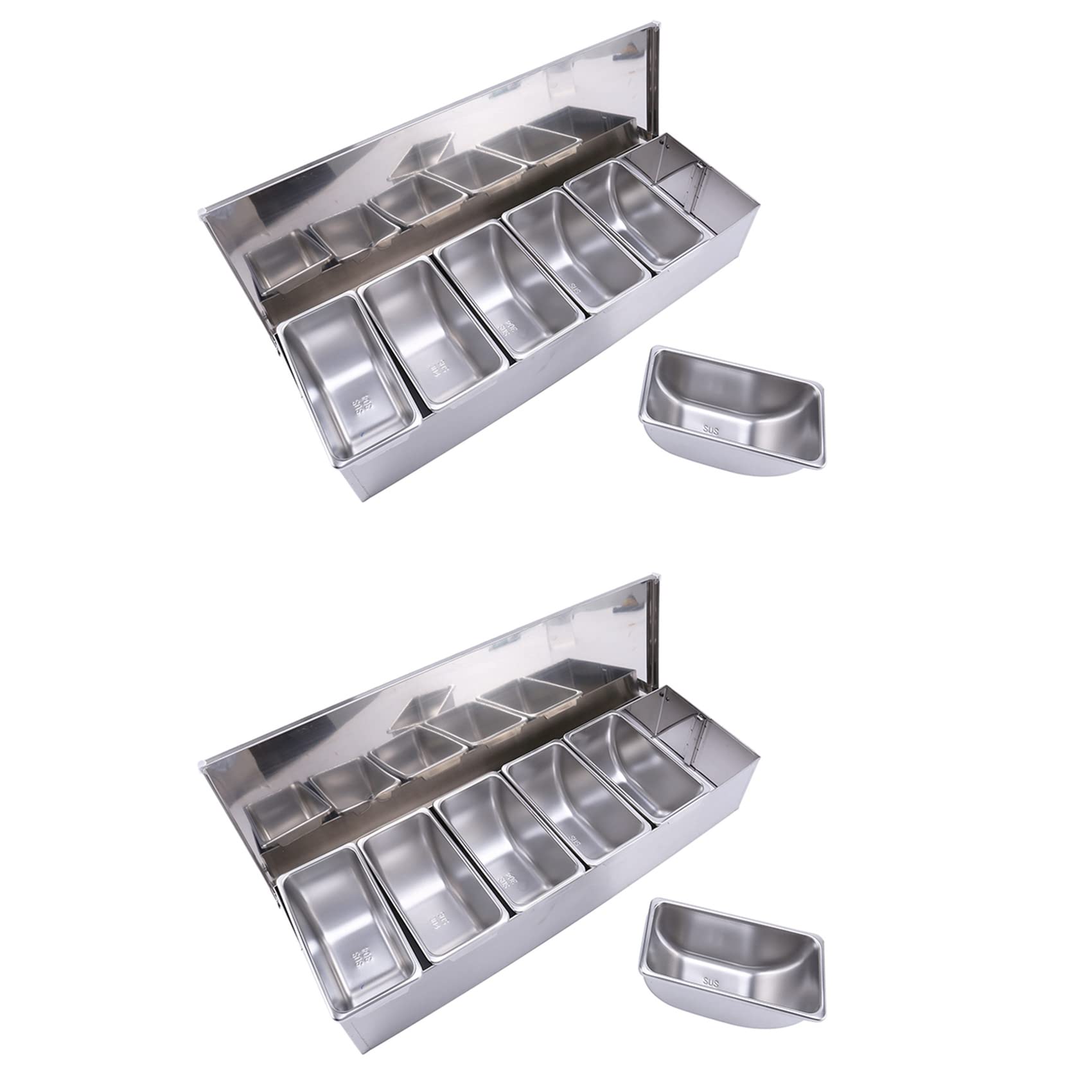 2X Rostfreier Stahl Gewürz Box Restaurant Chef Gewürz Box mit Deckel Aufbewahrung Box Haushalt Gewürz Behälter