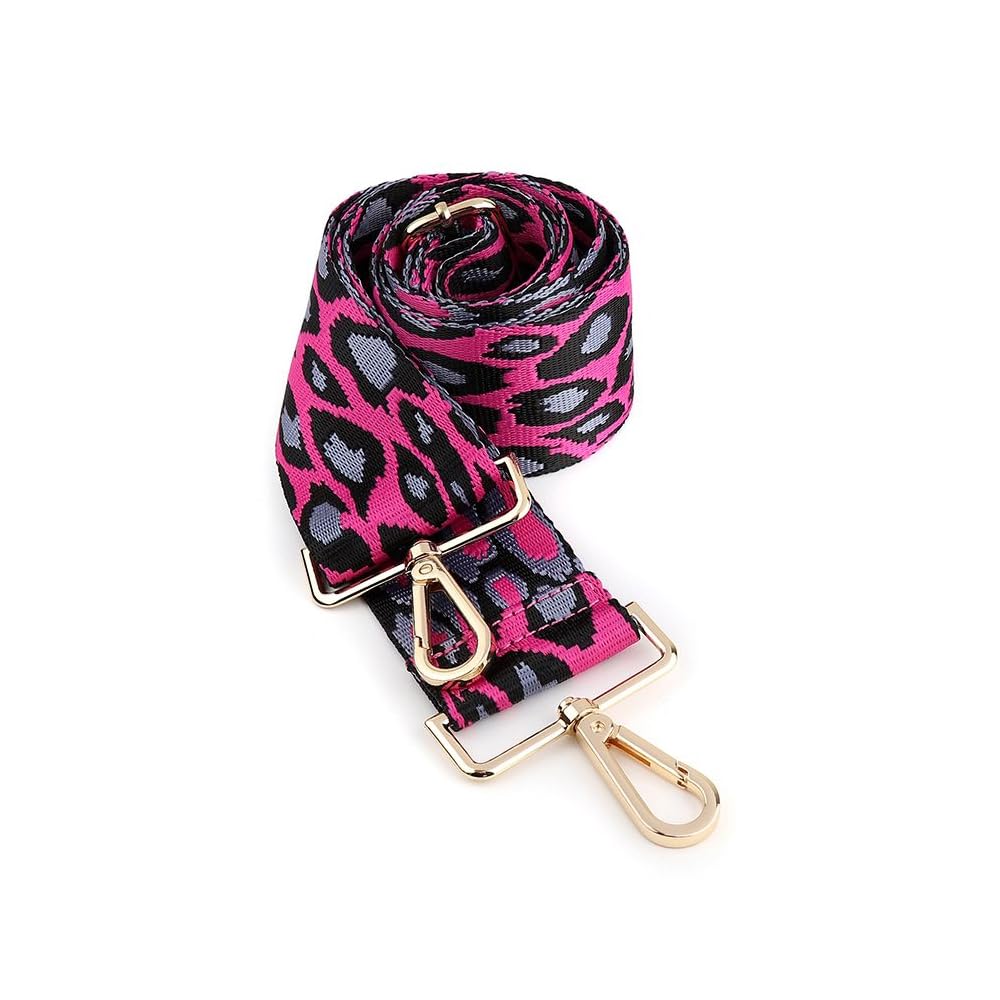 Pom Peace of Mind Wide Adjustable Bag Strap - Shoulder Straps for Handbag or Crossbody - Stylish Replacement to Elevate Your Accessories! (Pink Leopard)