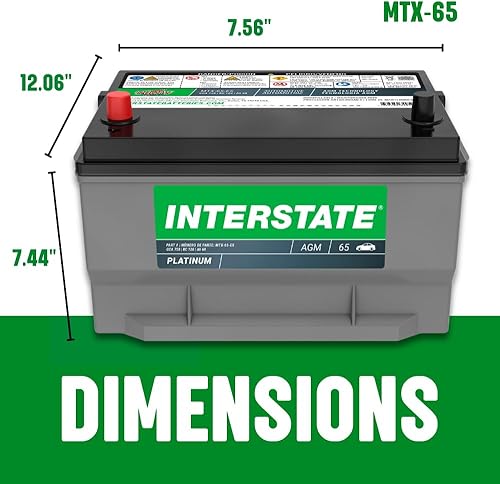 Miniatura 5 de Interstate Batteries Batería automotriz de 12 V 68 Ah (tamaño del grupo 65) 750CCA SLI AGM Reemplazo de batería automática para automóviles, SUV,