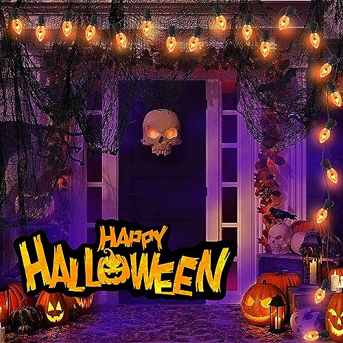 Image of C7 Christmas Flicker Flame String Lights, 25Ft C7 Outdoor Christmas Decorations String Lights with Clear Flicker Flame Bulbs, Hanging Patio Lights for Christmas Halloween Party Garden Porch-Black