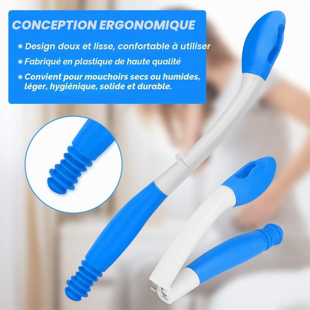 Haokaini Aides à La Toilette Outils Pliage à Long Manche Essuyez Confort Aides à La Toilette Auto-Assistées Papier Hygiénique Poignée en Papier Mouchoir Aide à L'essuyage pour Les Femmes