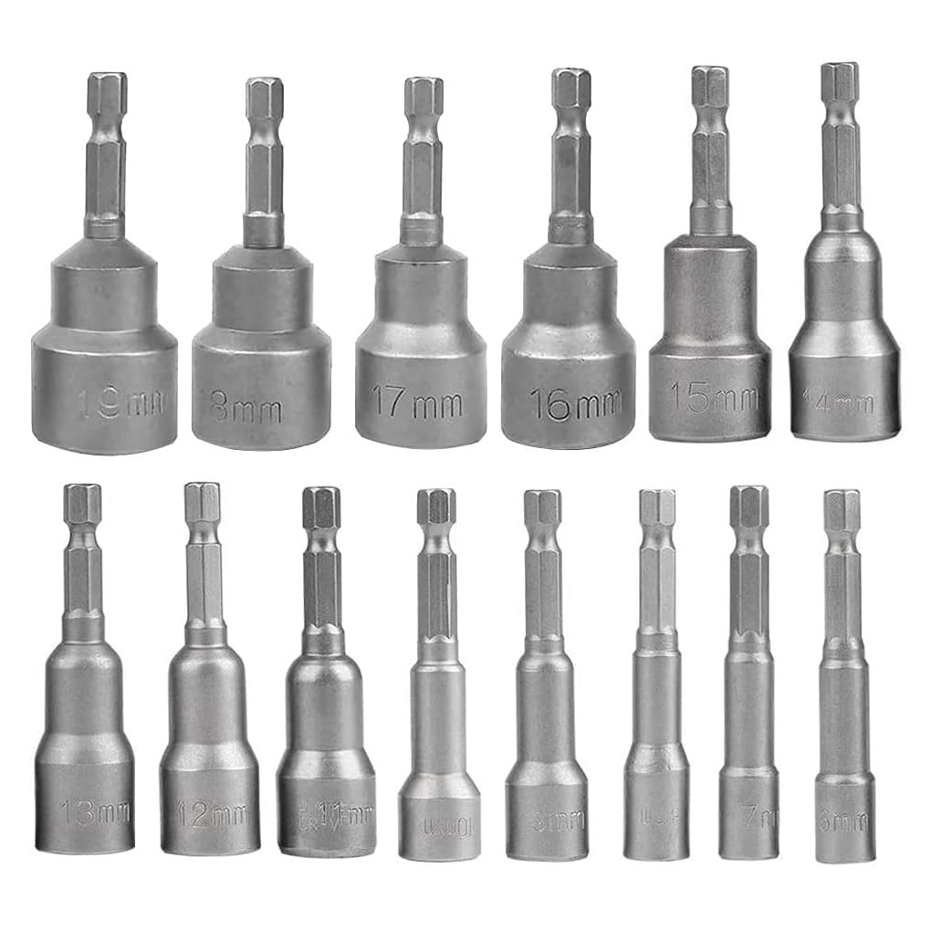 Lot de 14 douilles tournevis électriques 5 à 12 mm Kit de tourne-écrous pour le travail du bois, réparation de voiture, clé à air