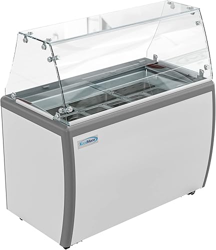 Miniatura 14 de KoolMore Congelador de exhibición de gabinete de inmersión de gelato de 26 pulgadas y 5 bandejas con puerta corrediza de vidrio, 6 pies cúbicos con