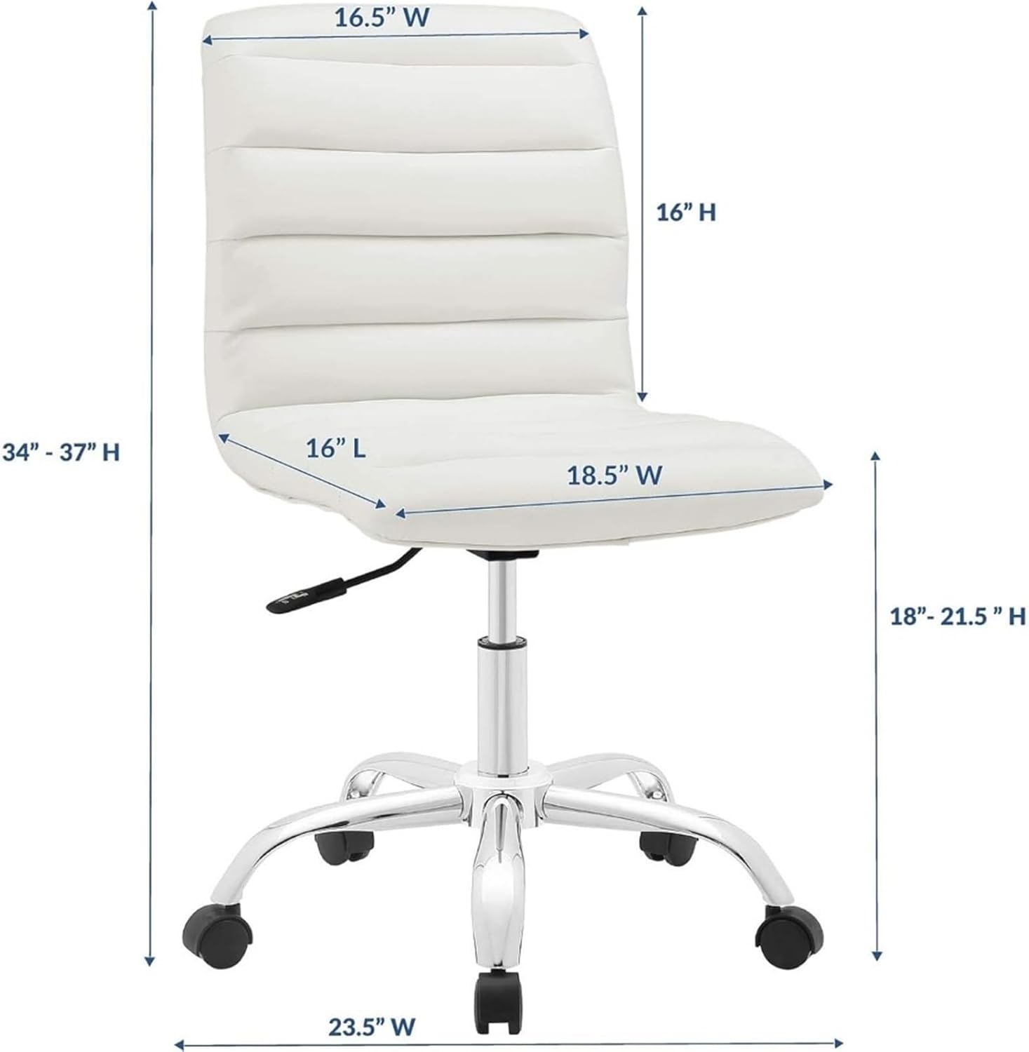 Multi-Purpose Adjustable Rolling Stools Chair Ribbed Armless Mid Back Swivel Conference Office Chair