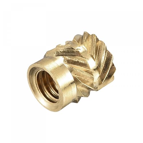 Miniatura 38 de uxcell Tuercas de inserción moleteadas, 120 piezas M2 x 0.118 in L x 0.138 in OD impresión 3D tuercas de latón roscadas hembra insertos de latón