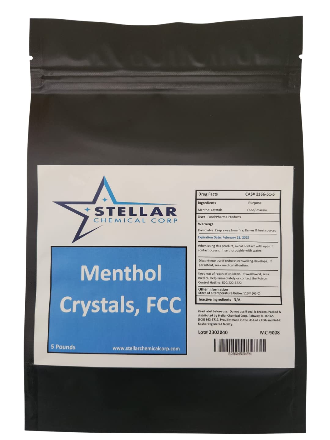 Menthol Crystals USP, 100% Pure ~ 5 Pounds