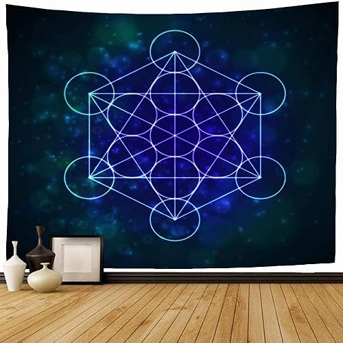 Miniatura 1 de Tapiz para colgar en la pared, cubo de metatrones, geometría mágica, Merkabah, flor, vida, chakras, iluminación, personajes, creación, arte de pared