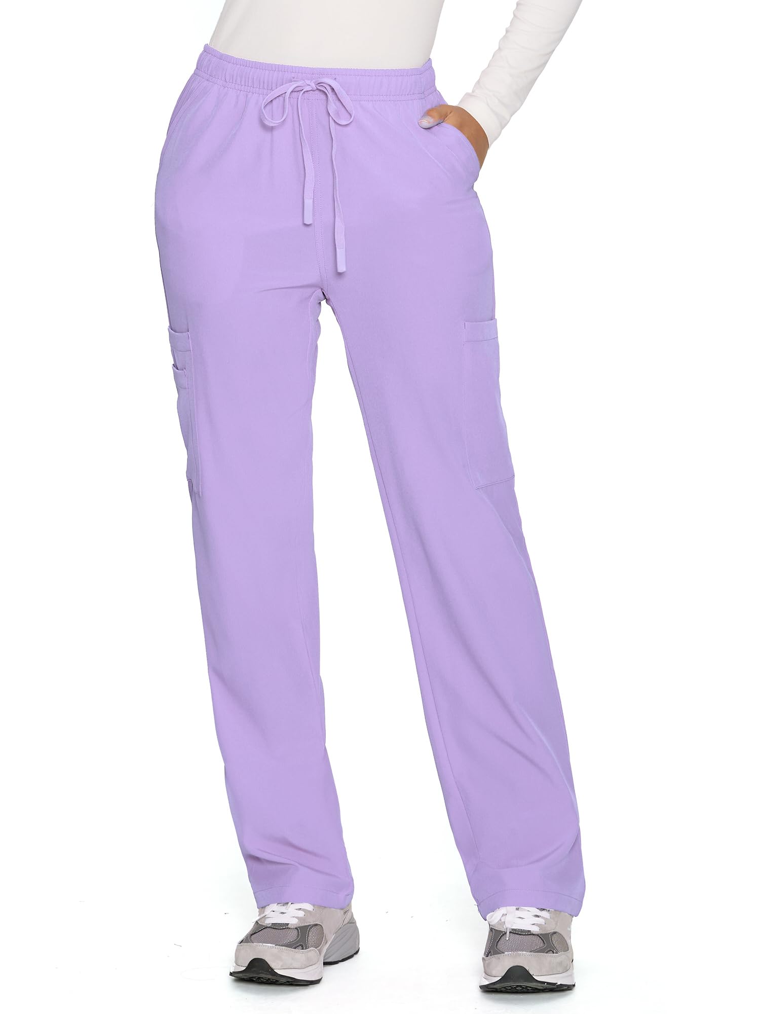 COZYFIT Straight Leg Scrub Pants for Women, Drawstring Soft Stretch, Anti-Wrinkle Women's Scrub Pants with 6 Pockets